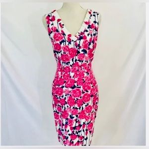 Vineyard Vines Pink and Black Sheath Dress Sleeveless V-Neck